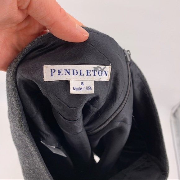 VINTAGE Pendleton 100% Virgin Wool Striped A-Line Midi Skirt Size 8 - Picture 6 of 8